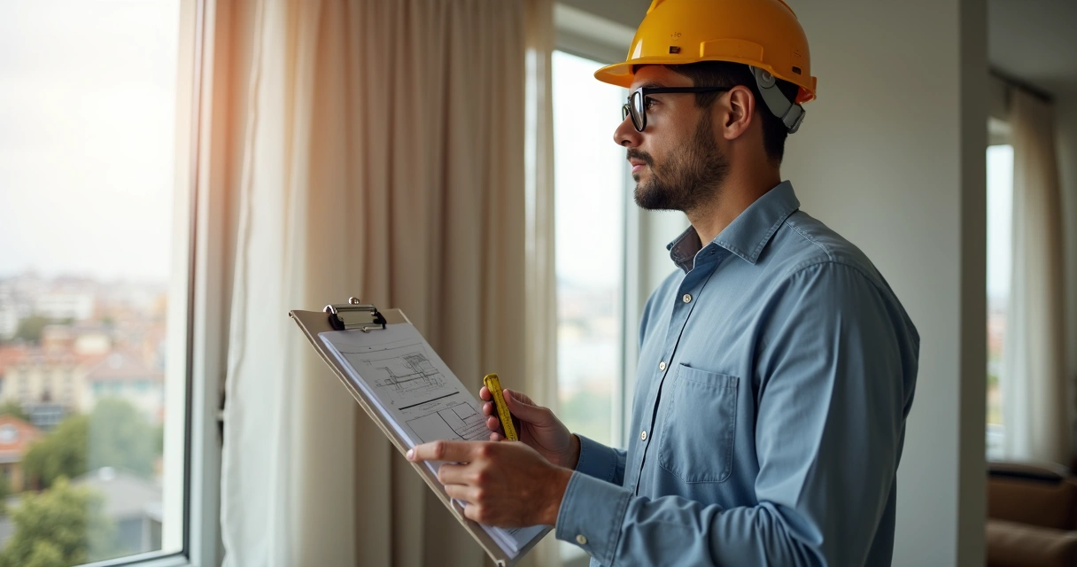 Engenheiro fazendo vistoria em imóvel para regularização.
