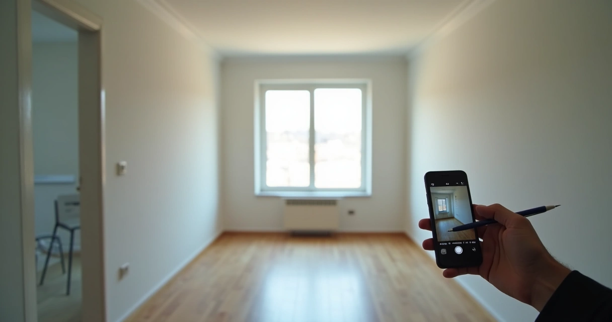 Vistoria detalhada de apartamento vazio com checklist em mãos 