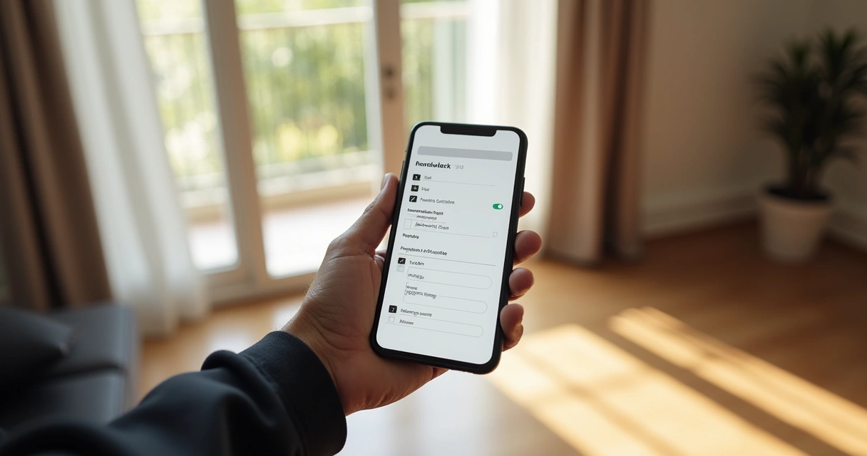Vistoria de imóvel em andamento no celular 