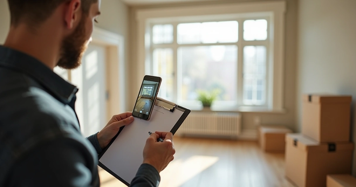Proprietário fazendo vistoria com laudo em imóvel vazio