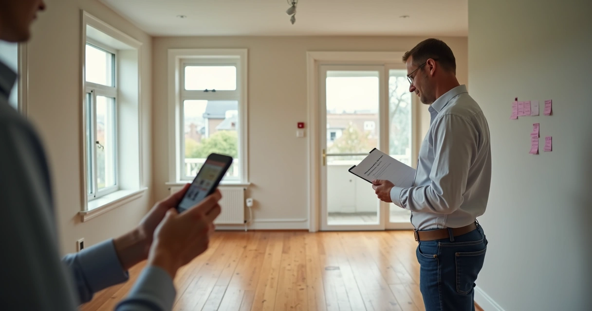 Detalhamento visual de cômodo residencial durante vistoria.