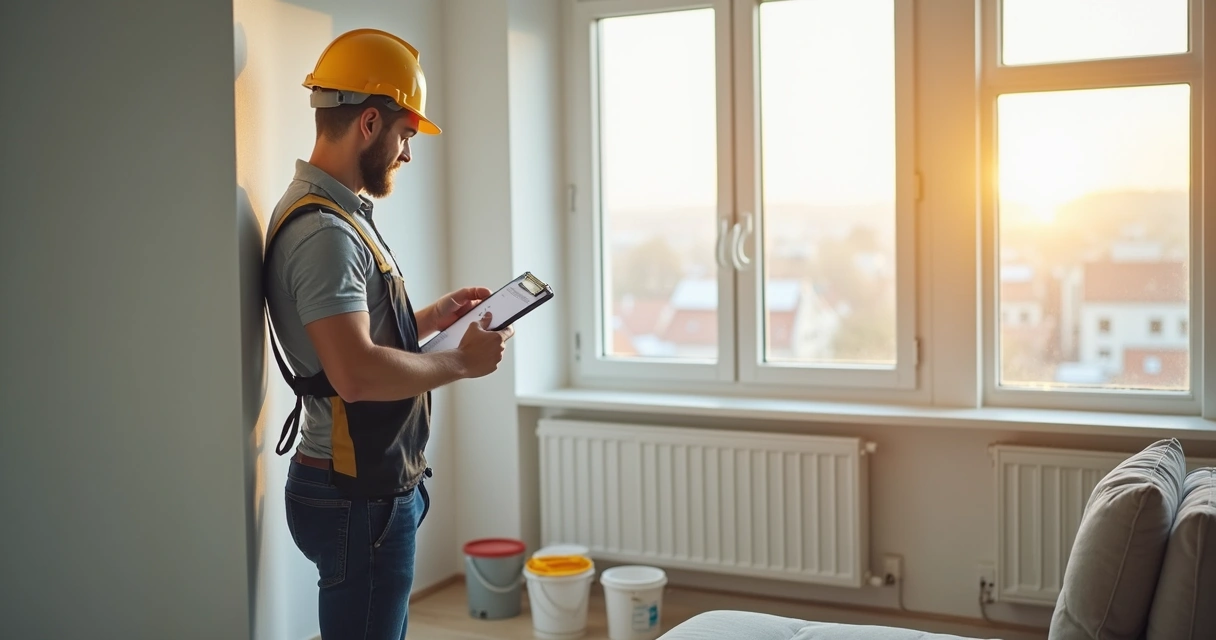 Engenheiro realizando vistoria em imóvel residencial 