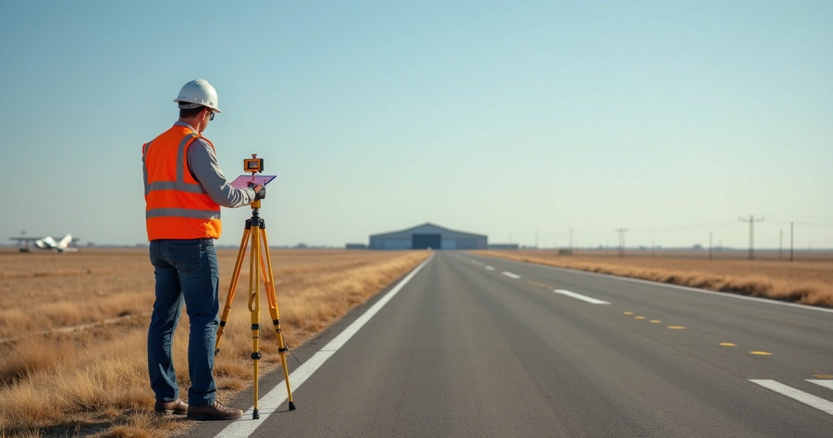 Técnico observando pista de aeródromo em campo