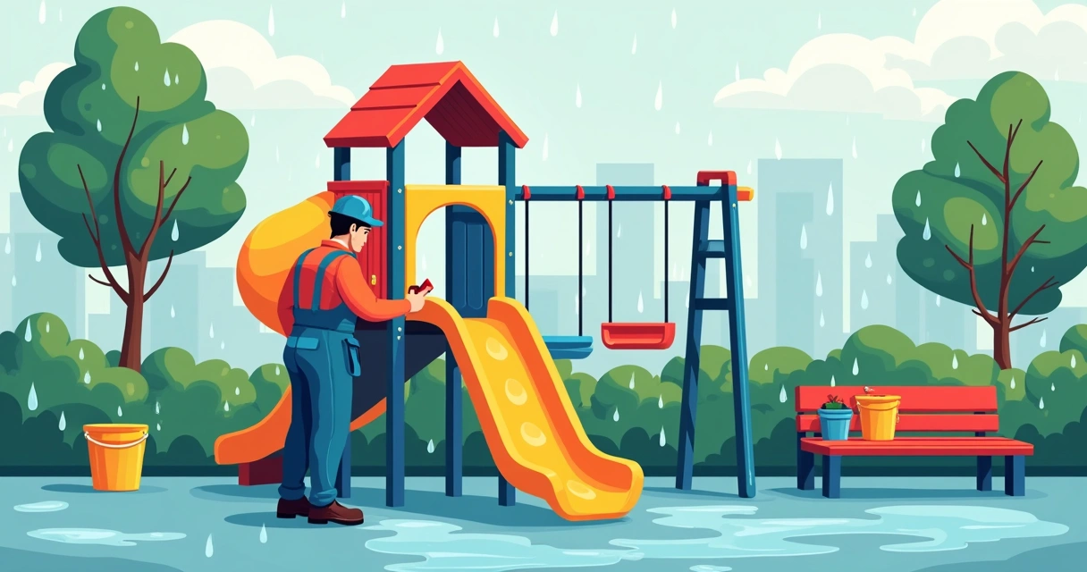 Vistoria em playground à procura de água acumulada 