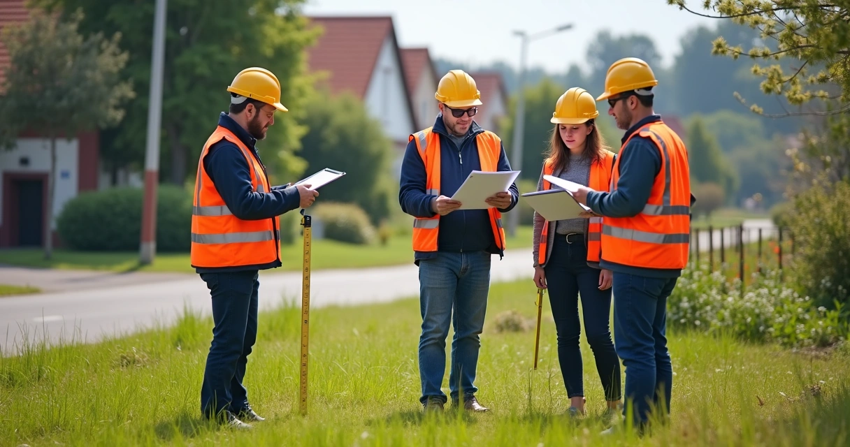 Equipe da prefeitura realizando vistoria em terreno para aprovação de desmembramento 