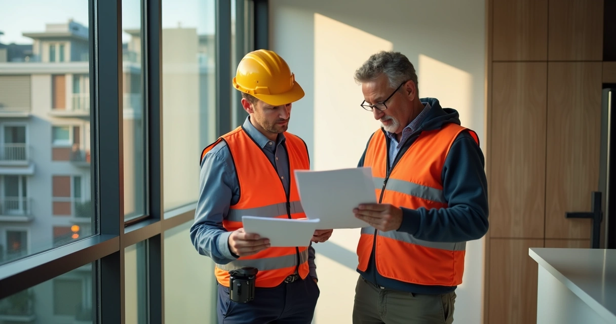 Engenheiro realizando vistoria técnica em imóvel durante perícia judicial 