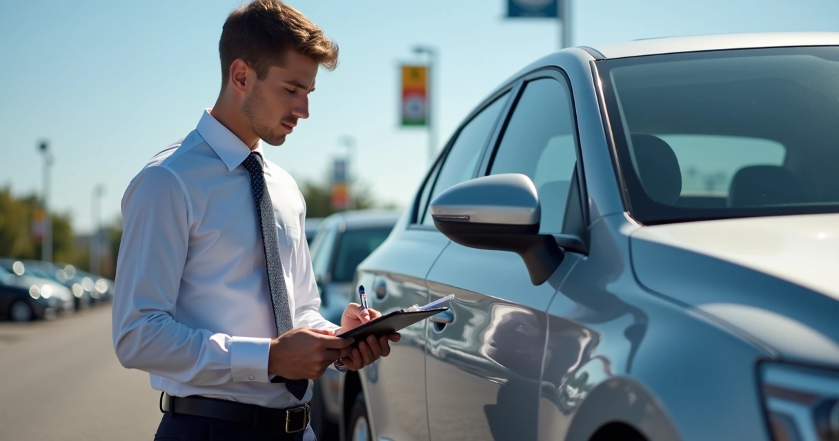 Avaliação visual em veículo usado por profissional 