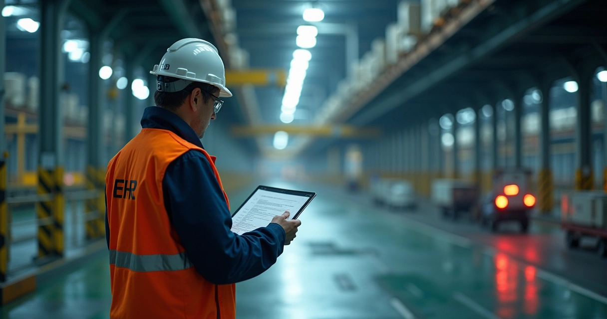 Engenheiro e técnico inspecionando infraestruturas defeituosas em loteamento com medições e anotações 