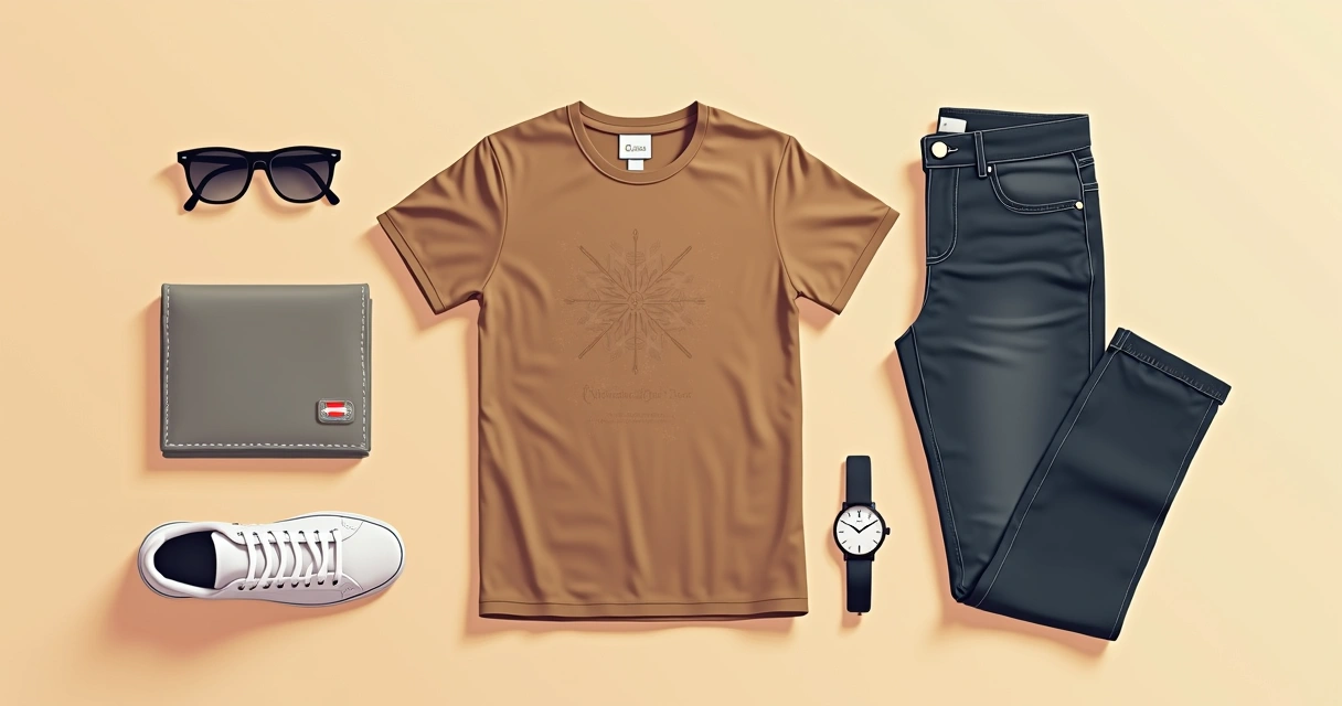 Visual masculino casual com camiseta em tons terrosos