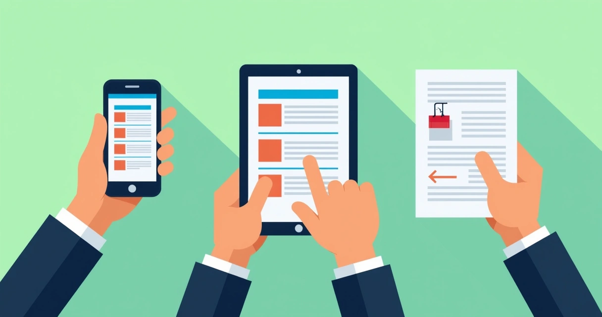 Comparação de leitura do catálogo online e PDF em diferentes dispositivos 