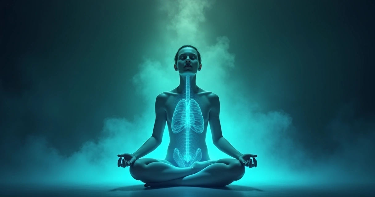 Pessoa visualizando cores durante a respiração consciente 