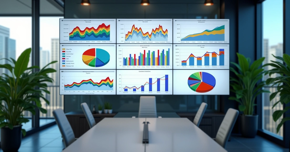 Visão de gráficos coloridos de dados de fluxo de caixa 