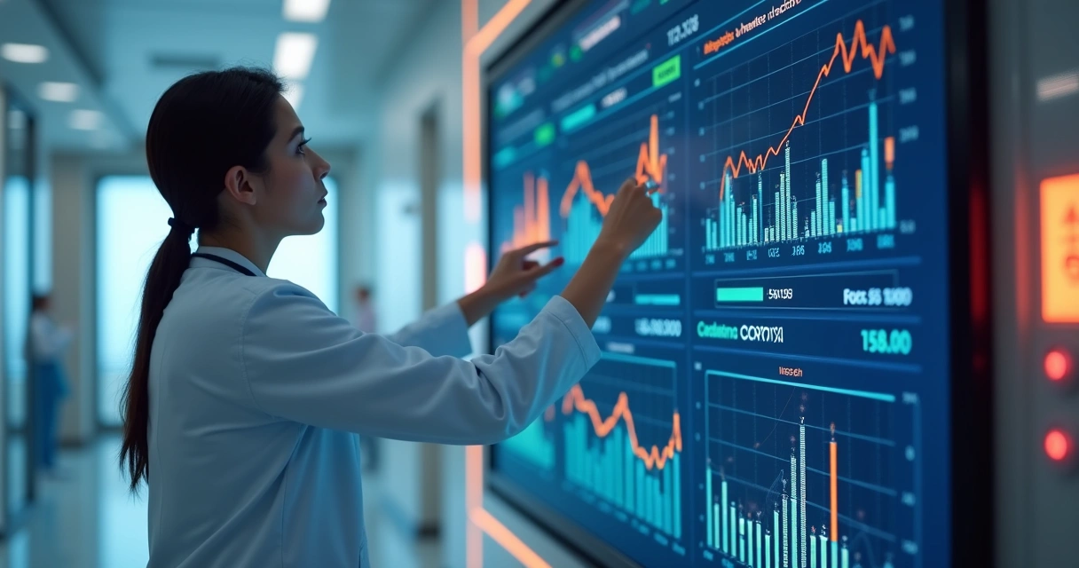 Painel digital com indicadores hospitalares em destaque