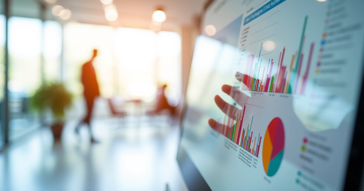 Gráficos coloridos em dashboard digital 