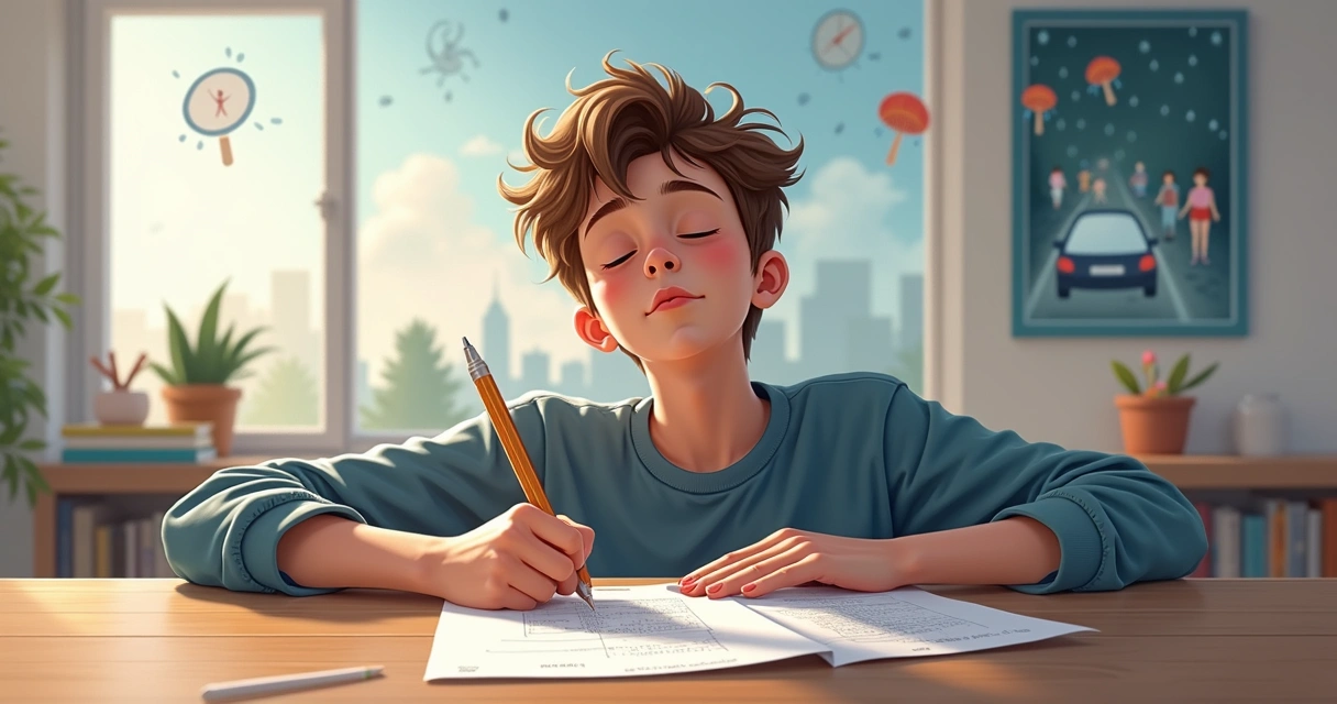 Estudante concentrado antes da prova do Enem 