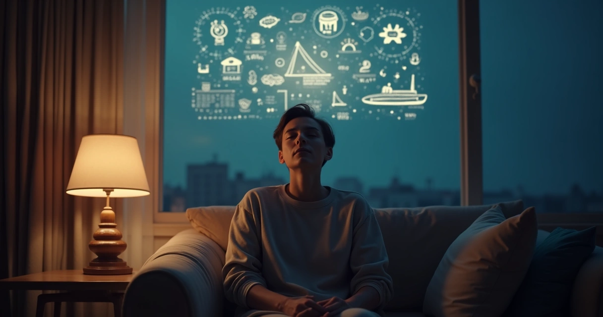 Persona sentada visualizando su futuro con imágenes mentales positivas 