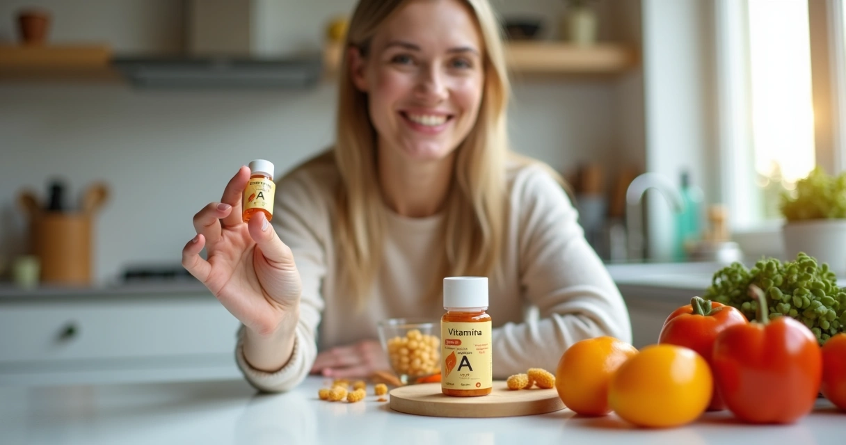 Mulher tomando vitamina A manipulada para imunidade