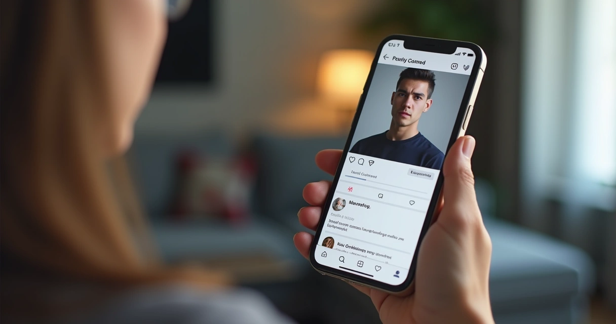 Pessoa segurando smartphone e demonstrando preocupação com conta falsa 