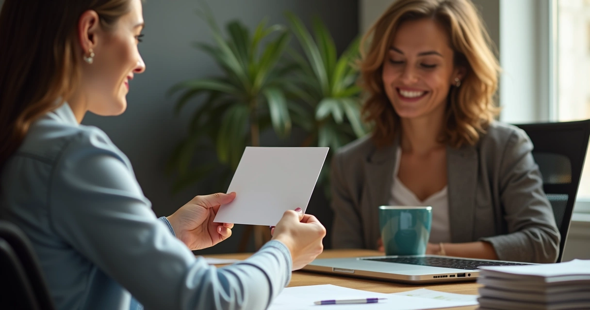 Pessoa sorrindo discretamente ao receber reconhecimento no trabalho 
