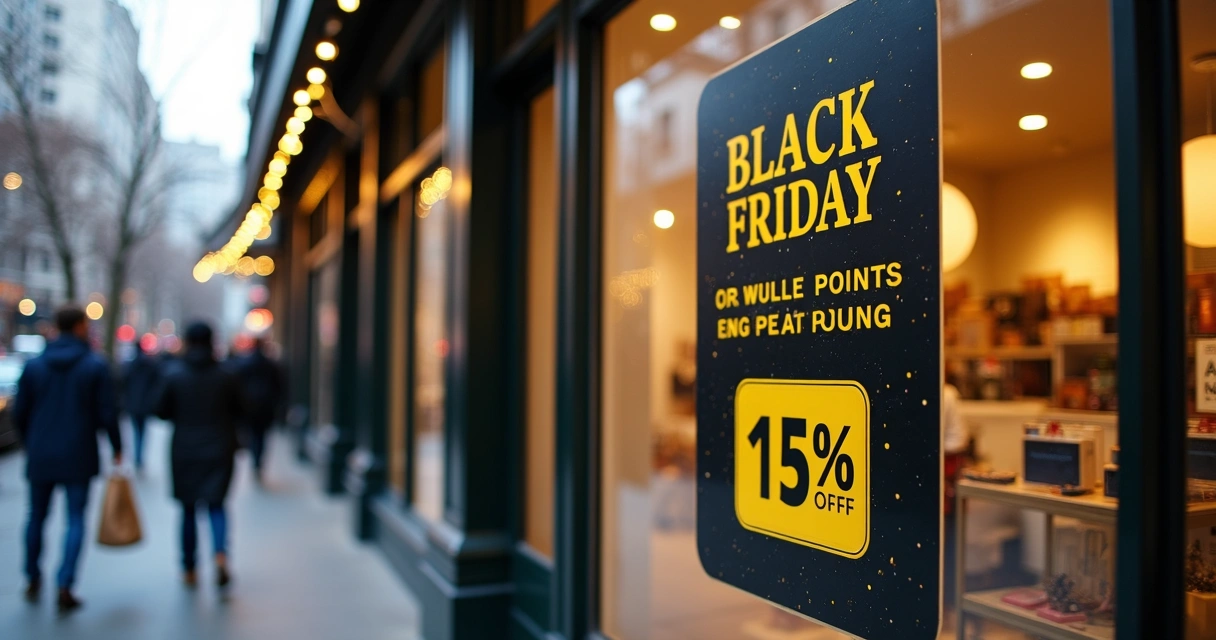 Vitrine com aviso de pontos em dobro na Black Friday 