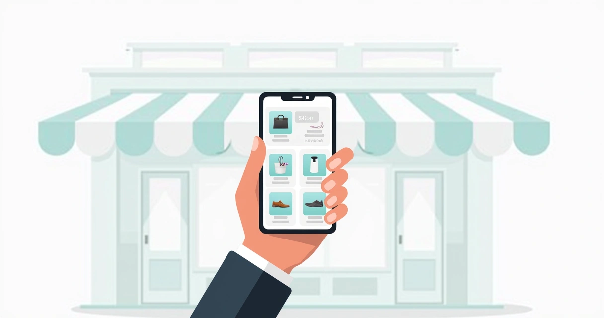 Vitrine digital simples em um smartphone 