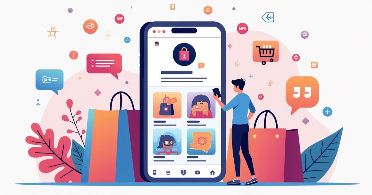 Perfil de Instagram mostrando vitrine de loja com produtos marcados 