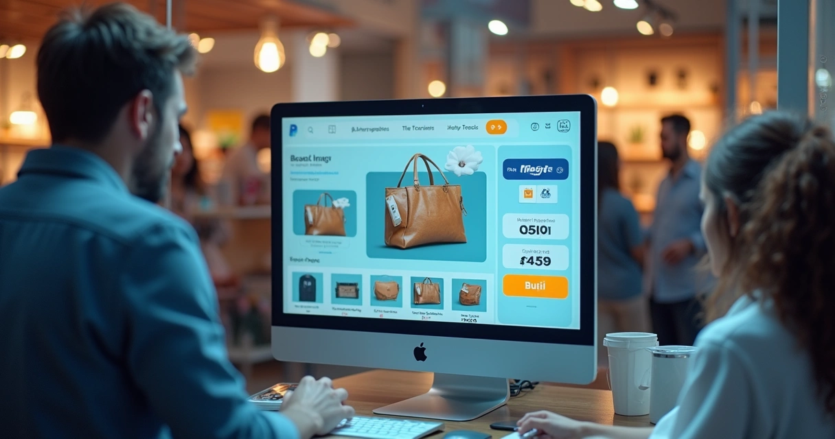 Vitrine de loja virtual com várias opções de pagamento visíveis