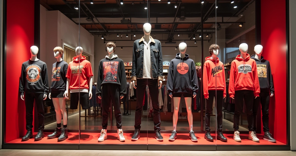 Vitrine de loja de roupas com coleção inspirada em Stranger Things 