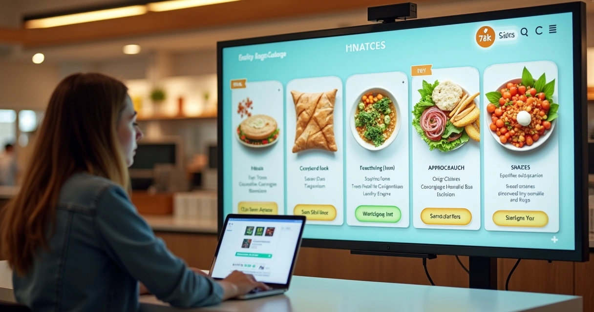 Tela de vitrine virtual mostrando opções de lanche saudável 
