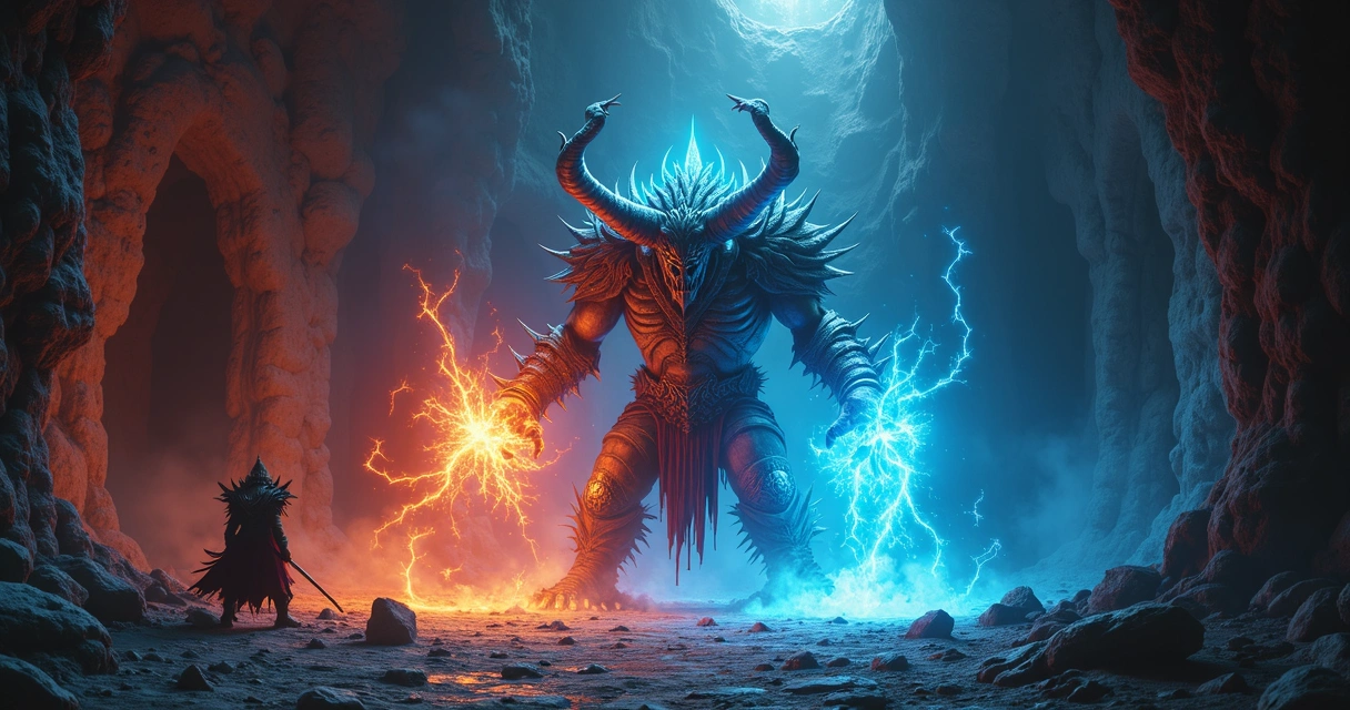 Boss Vladrukh lançando duas magias de fase simultaneamente em batalha dentro do jogo Tibia 
