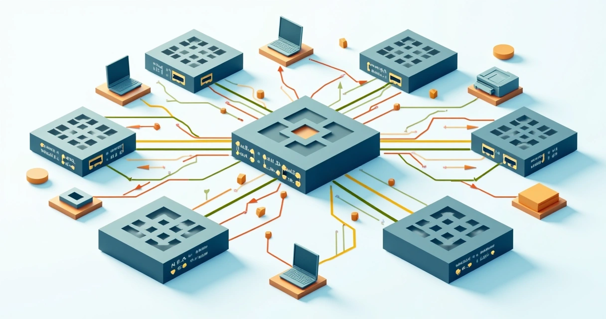 Switches and router with multiple VLAN connections drawn 