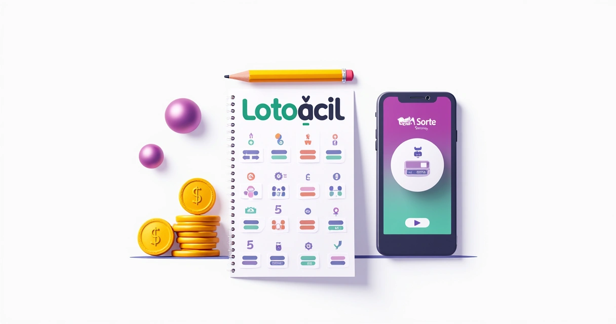 Volante da Lotofácil com números marcados e lápis ao lado 