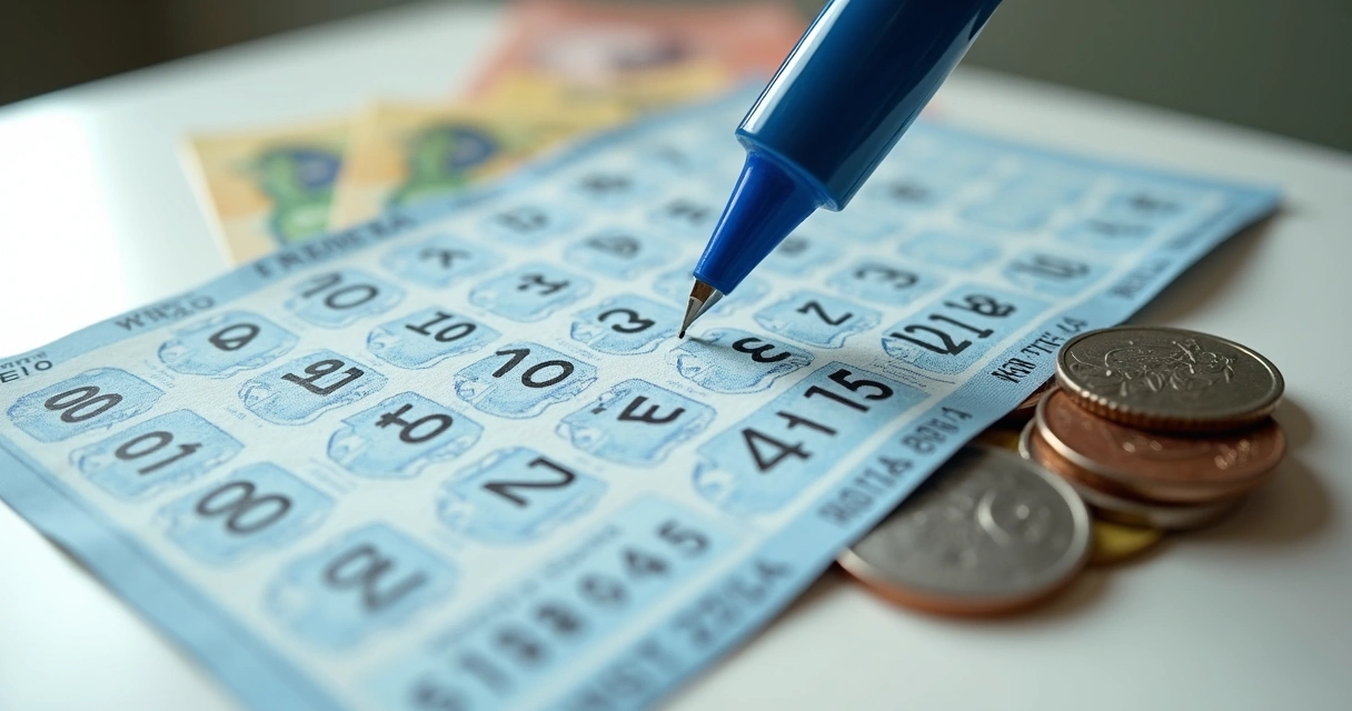 Volante preenchido da Lotofácil com marcações claras 