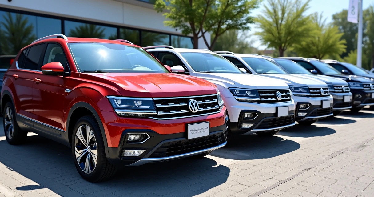Vários Volkswagen Tera alinhados mostrando diferentes cores