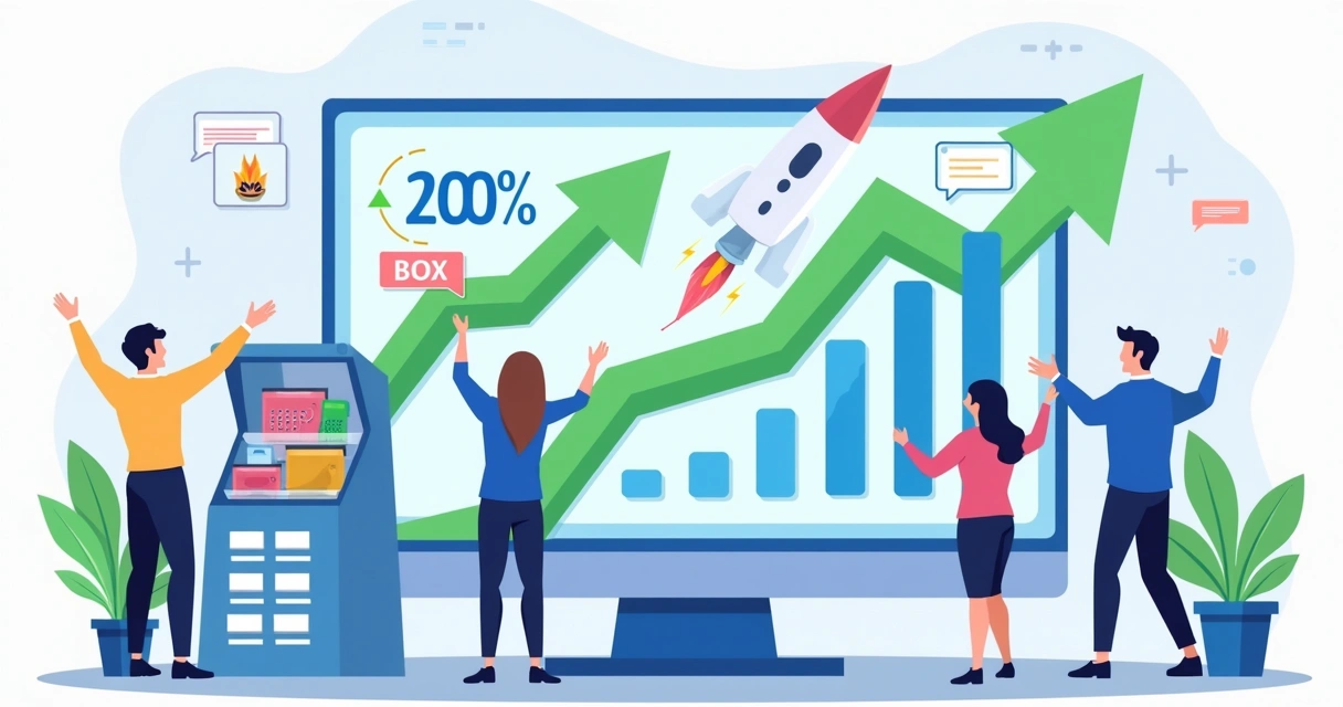 Painel mostrando aumento de vendas em e-commerce 