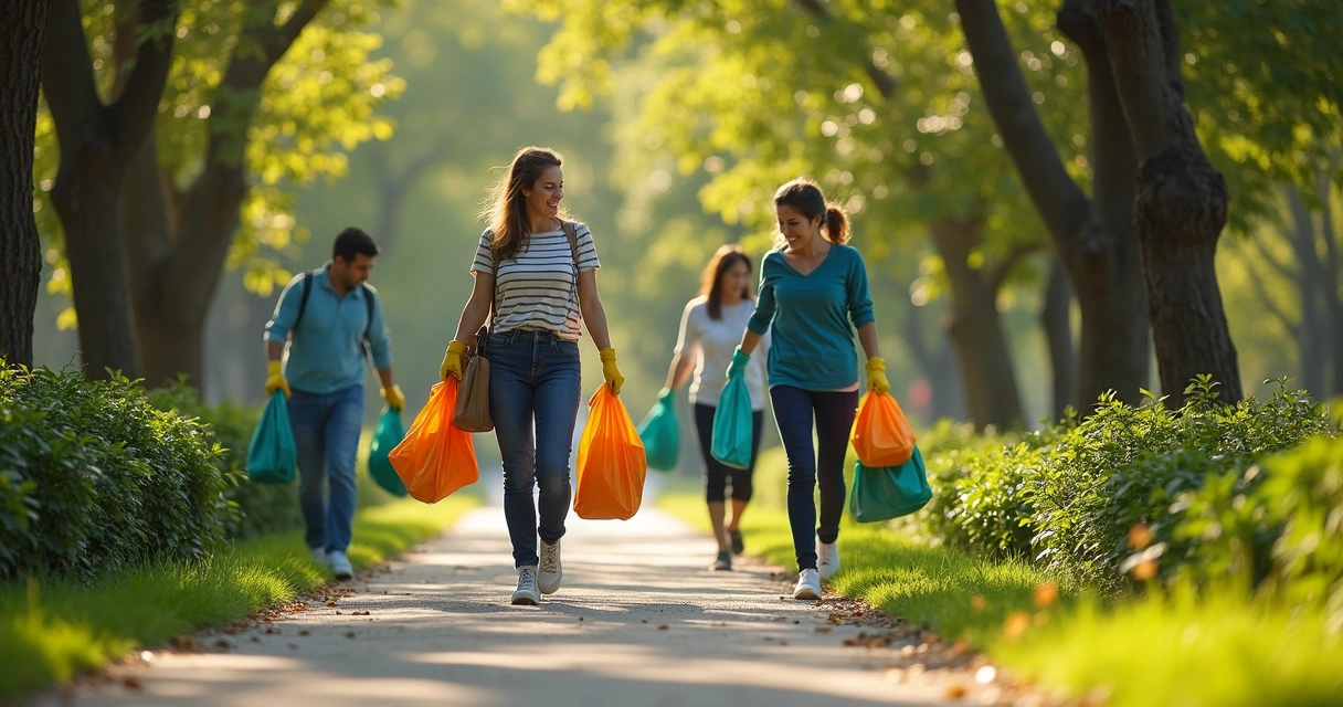 Voluntarios limpiando un barrio 