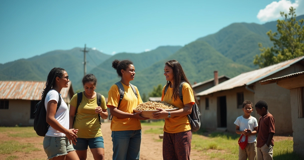 Voluntário ajudando comunidade rural no Brasil