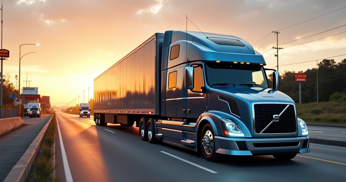 Volvo VNL com cabine estendida passando ao lado de caminhão brasileiro cabine-leito simples em rodovia 