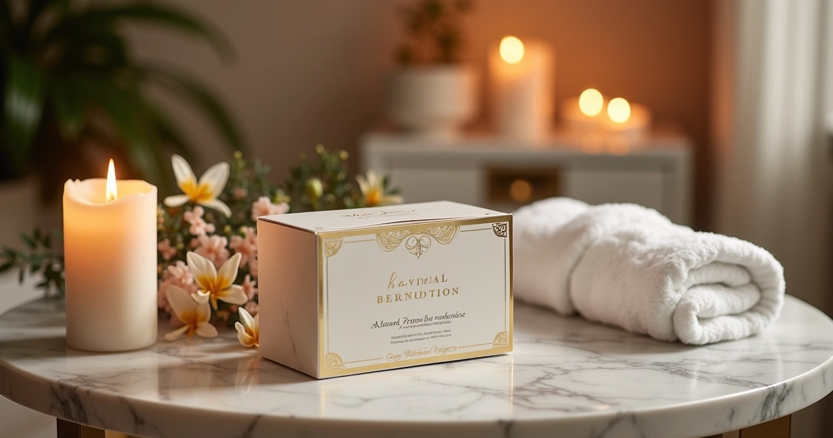 Voucher de spa em ambiente luxuoso com decoração sofisticada 