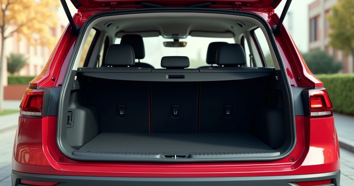 Porta-malas aberto do Volkswagen Tera mostrando espaço interno 