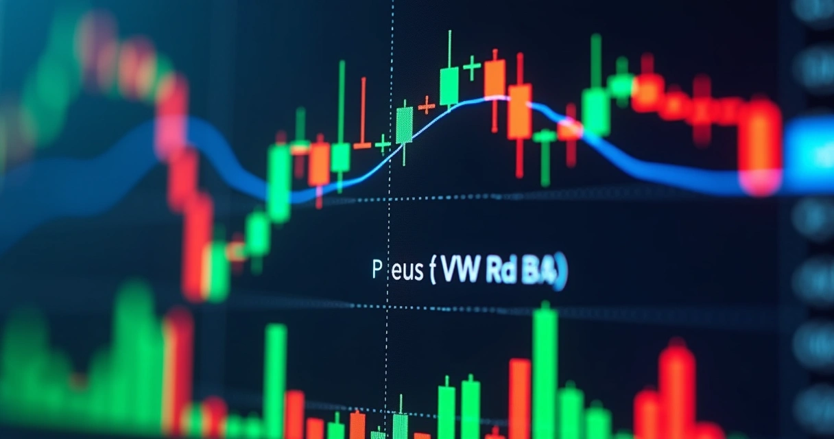 VWAP indicator line on a trading chart with volume bars 