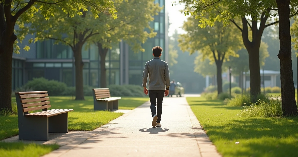 Person taking a short walking break outdoors 