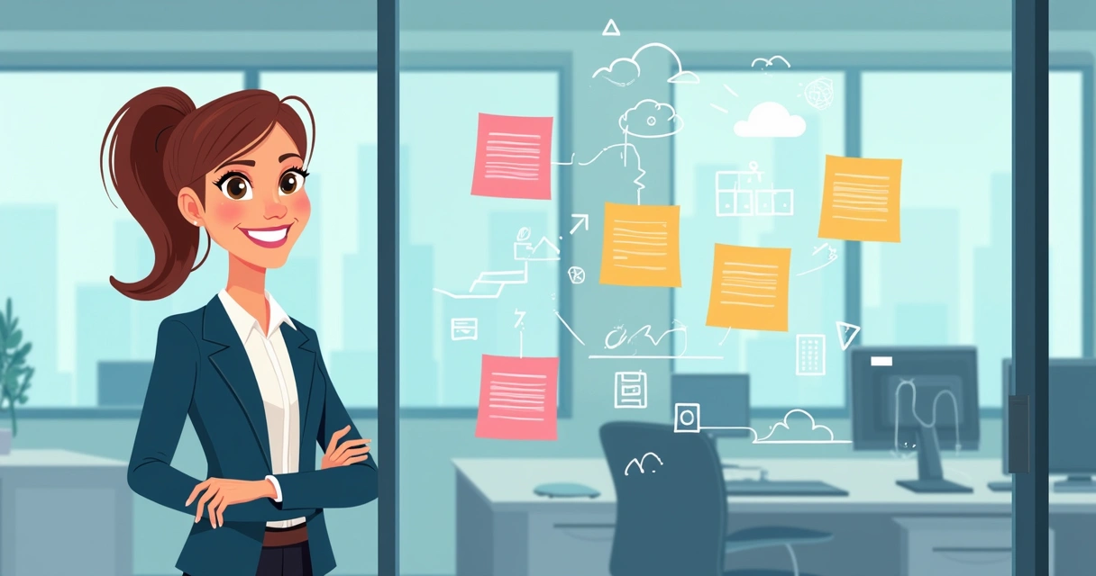 Mulher sorrindo em ambiente de escritório moderno 