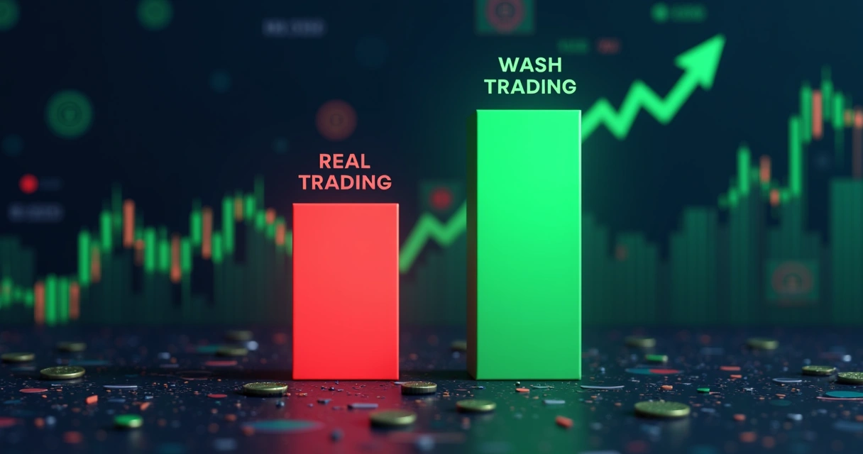Gráfico mostrando wash trading em plataforma cripto 