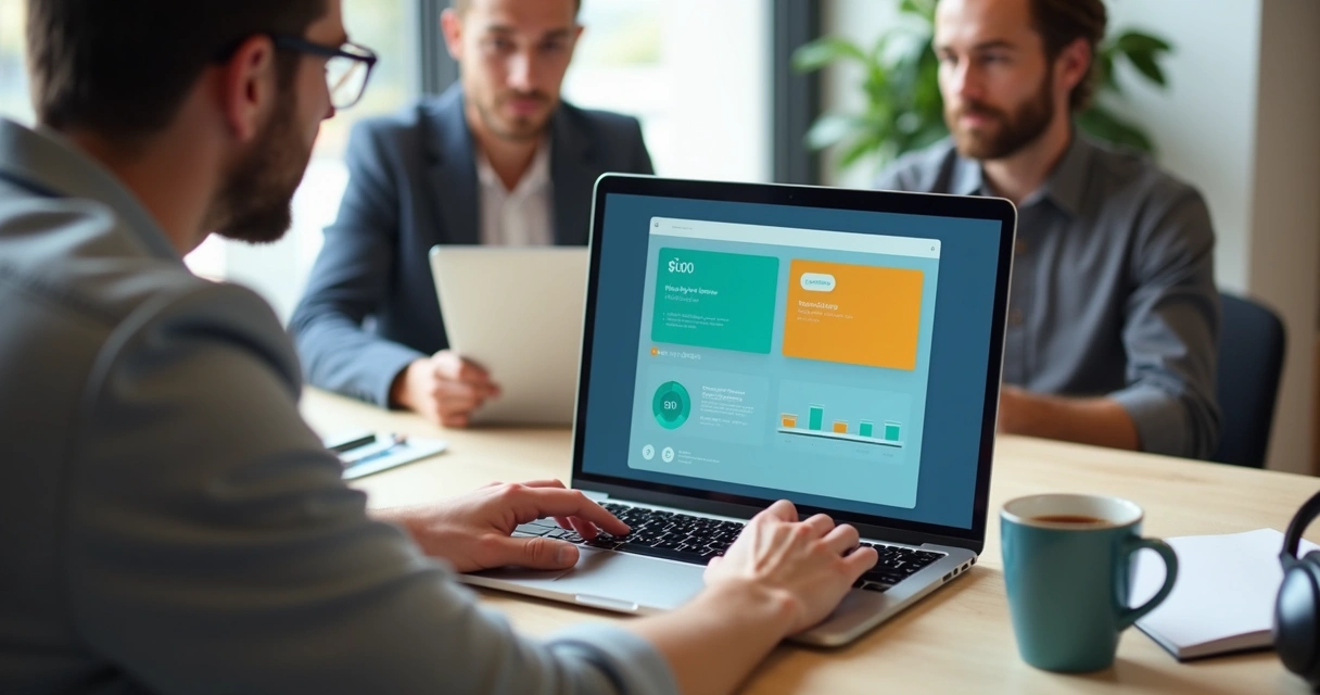 Developer demoing a web app prototype on a laptop during user test