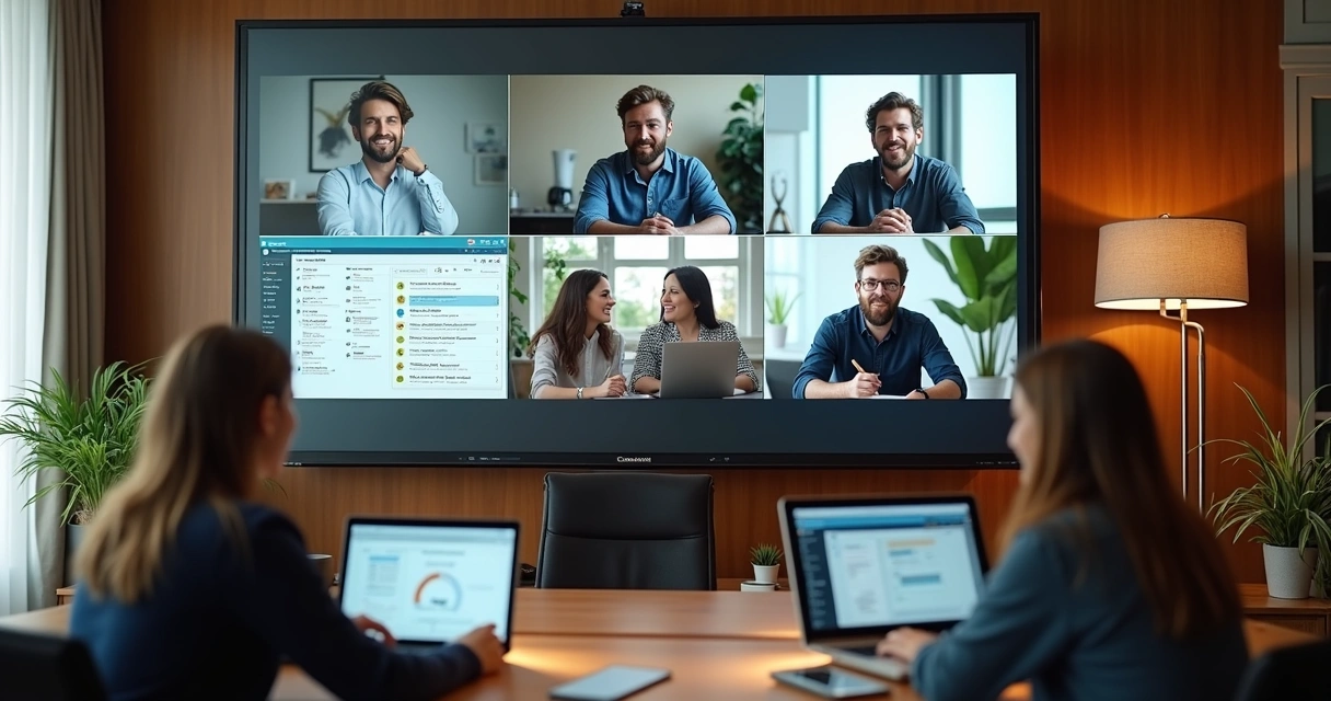 Remote standup video call for web development team 