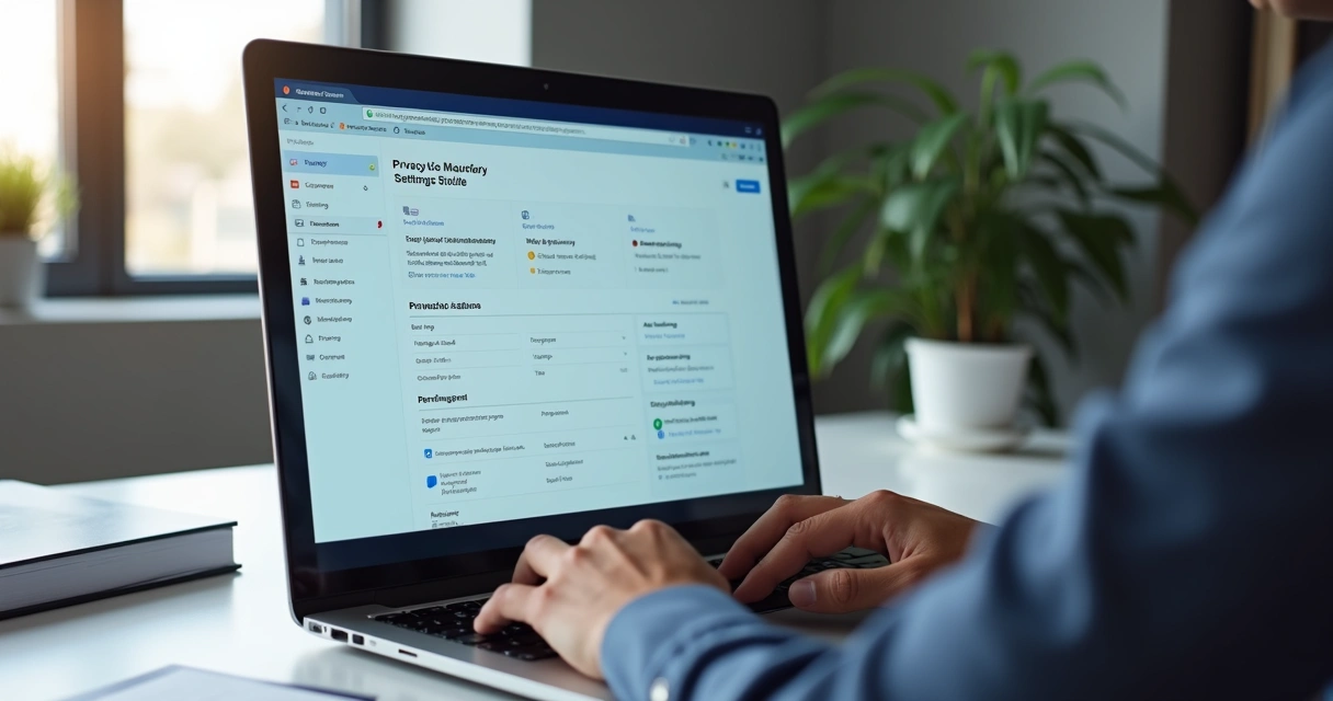 Person reviewing browser privacy dashboard 