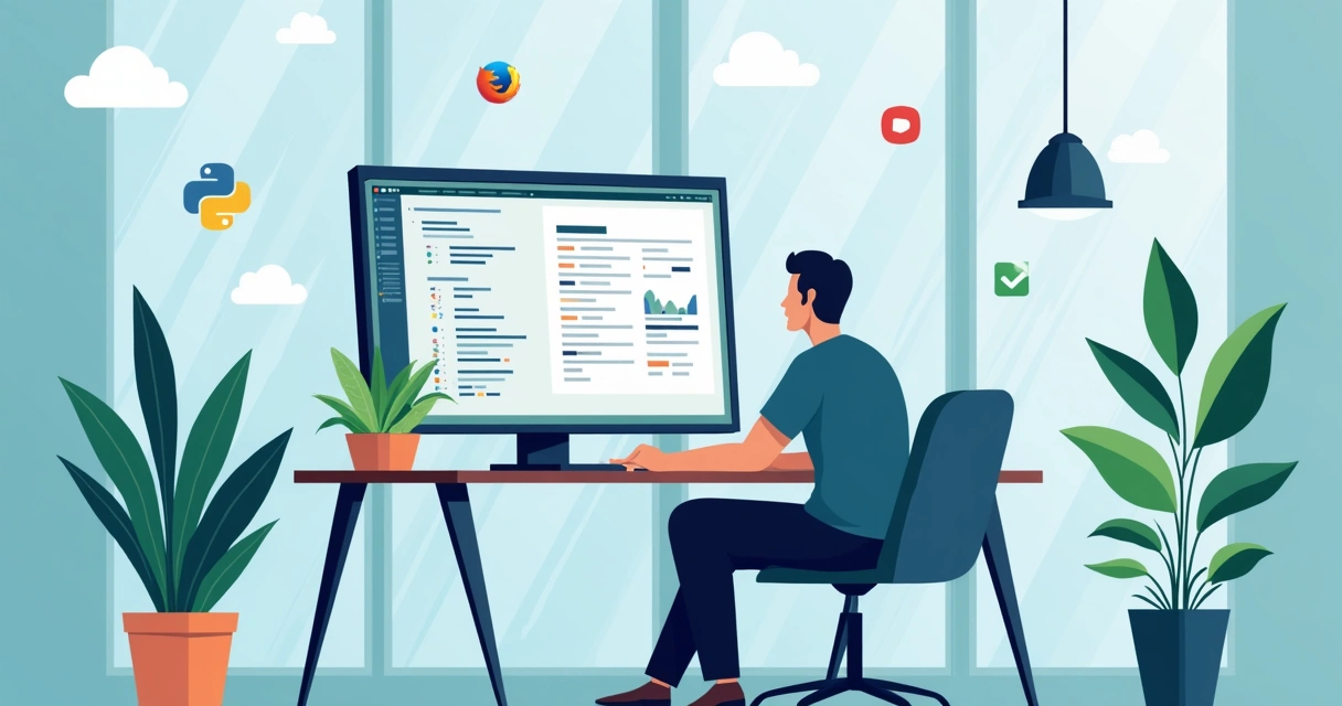 Profissional extraindo dados de sites em computador moderno 