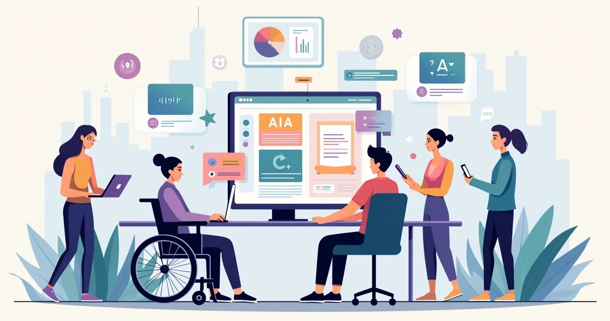 Web designer criando interface acessível com recursos inclusivos em 2026 
