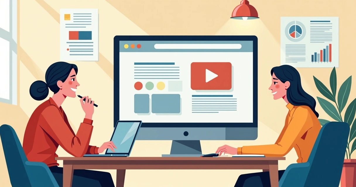 Equipe de agência colaborando em criação de página digital no computador 